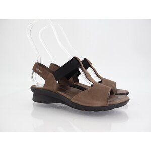 Mephisto Petrea Women's Sandal Size 37 7 Wedge Brown Leather Ankle Strap Shoe